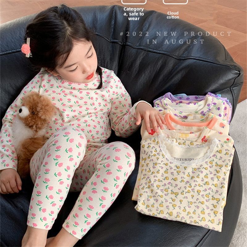 Baby Clothing Dividers - ชุดนอนเด็กกำมะหยี่ลายดอกไม้ แขนยาว อุ่นสบาย สำหรับเด็กหญิงและเด็กชาย ปี 2026