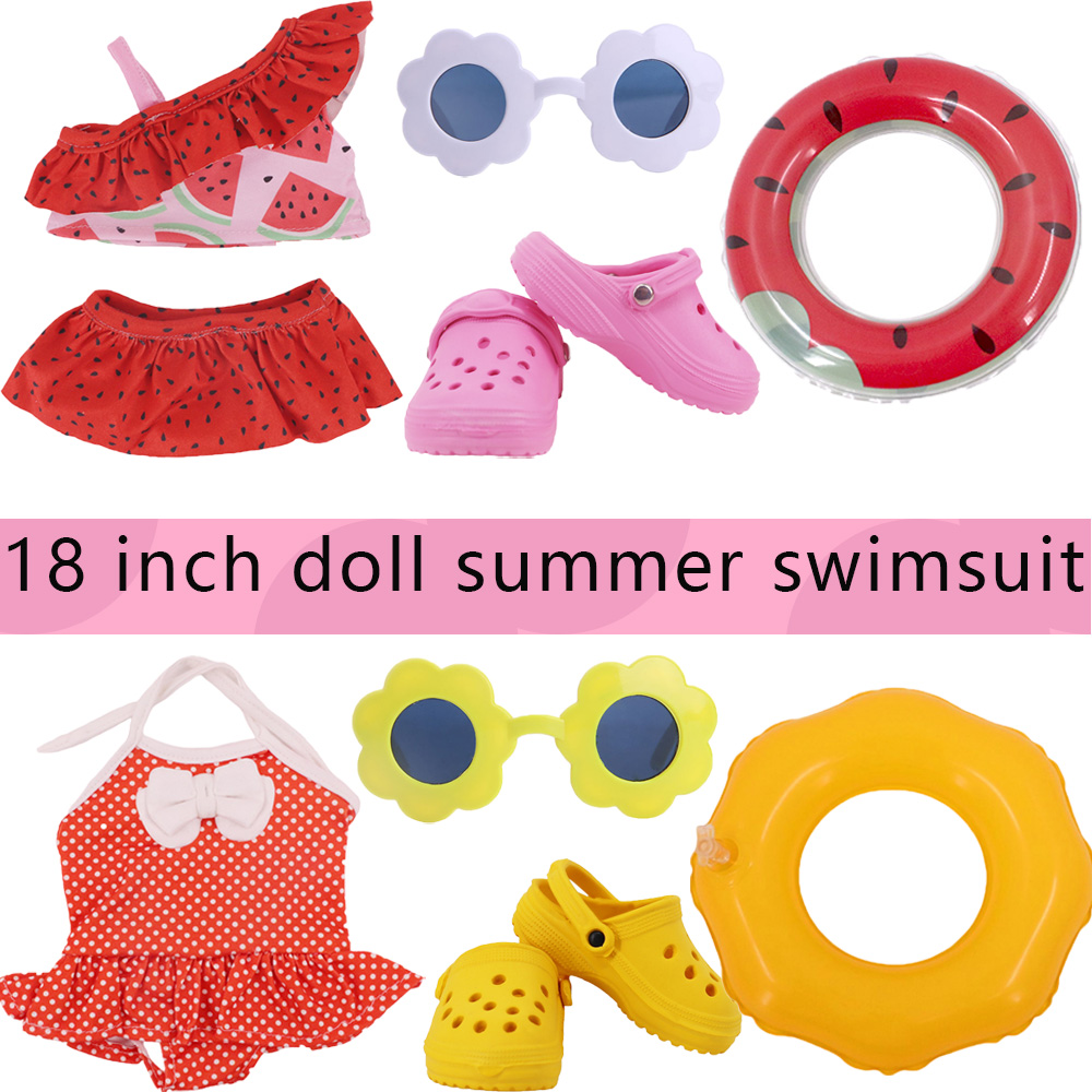 Baby Clothing Usa - ชุดว่ายน้ำลายเกล็ดปลาสำหรับตุ๊กตาเด็ก 43 ซม. และตุ๊กตาอเมริกัน 18 นิ้ว,