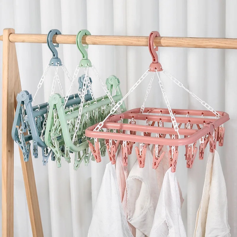 ไม้แขวนเสื้อพร้อม 32 คลิปและหย - Baby Clothing Hanging Rack บทวิจารณ์และราคา
